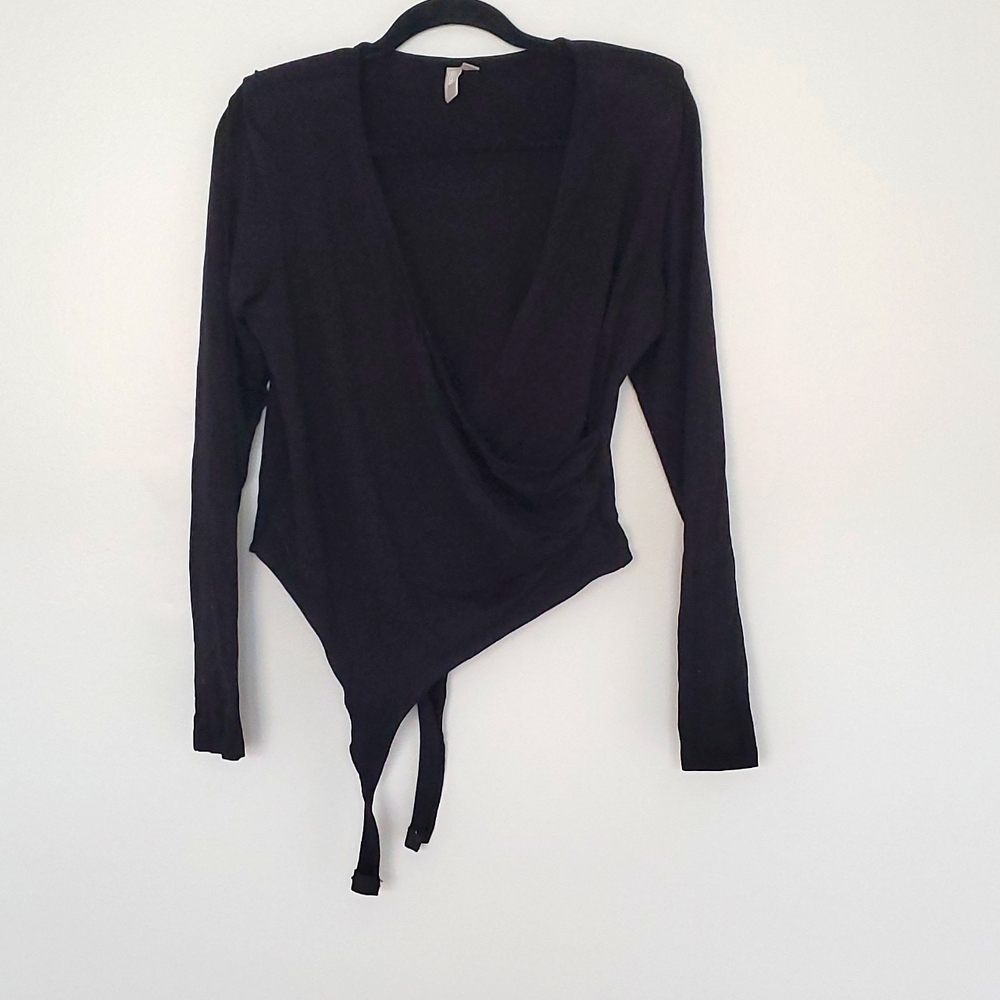 V-neck wrap thong bodysuit